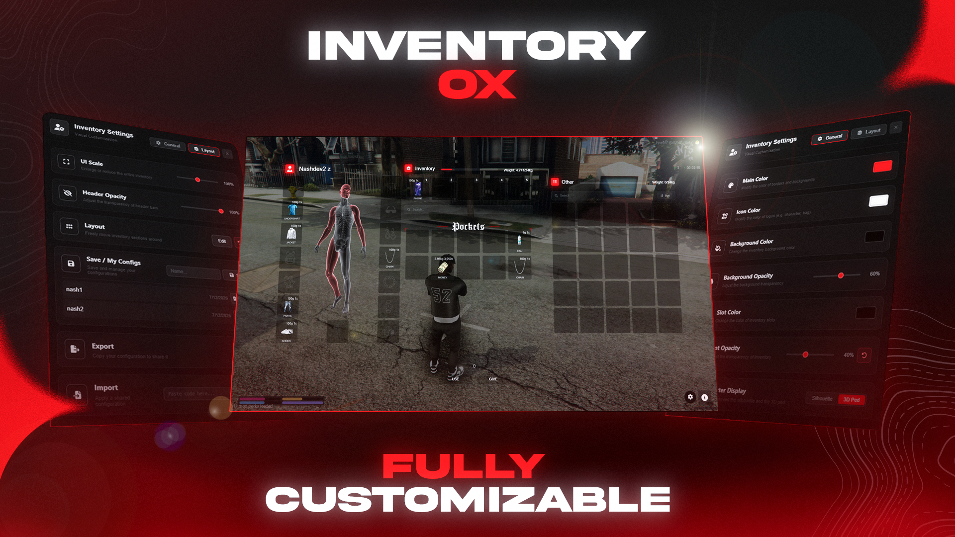 V2 Fivem Ox Inventory Redesign/Rework V2 | Fully Customizable | Editable Layout | Damage System
